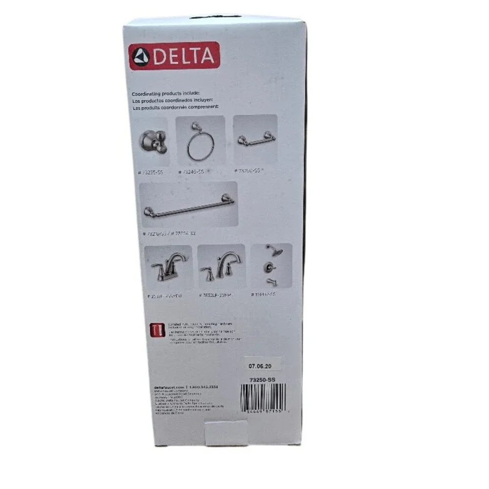 Delta Woodhurst Stainless Tissue Holder Toilet‎ Paper Roll 73250-SS Wall Mount
